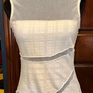 Rare Vintage Custo Barcelona White Fishnet Top 90s Clubwear Rave Aesthetic